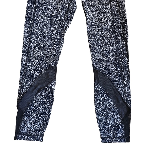 Lululemon Pace Rival Crop Cropped Leggings Paint Splatter White Black Mesh Sz 4 - Picture 9 of 12